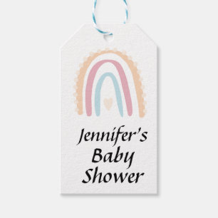 Étiquettes-cadeau Rustique moderne élégant Baby shower arc-en-ciel