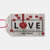 Étiquettes-cadeau Rustique moderne Saint Valentin AMOUR Coeurs rouge (Dos (Horizontal))