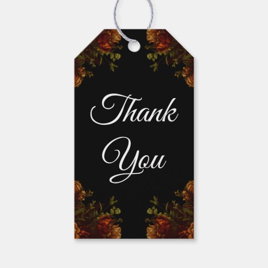 Étiquettes-cadeau Rustique Orange Noir Élégant Mariage Invitation (Devant)