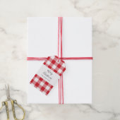 Étiquettes-cadeau Rustique Plaid Élégant Script Rouge Blanc En vichy (Avec de la ficelle)