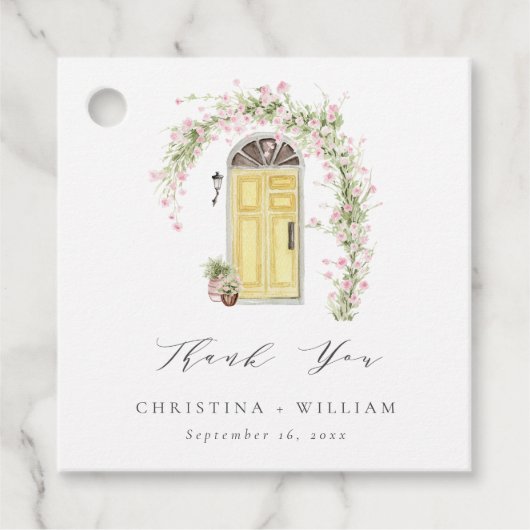 Étiquettes Cadeau Rustique Rose Cottage Jardin Mariage (Devant)