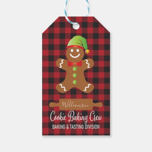 Étiquettes-cadeau Rustique Rouge Plaid Gastronomie (Devant)