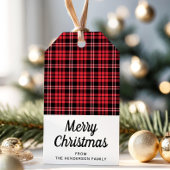 Étiquettes-cadeau Rustique Rouge Tartan Joyeux Noël