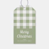 Étiquettes-cadeau Rustique Sage Green Plaid Joyeux Noël (Devant)