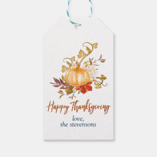 Étiquettes-cadeau Rustique Thanksgiving Autumn Citrouille Patch Gour