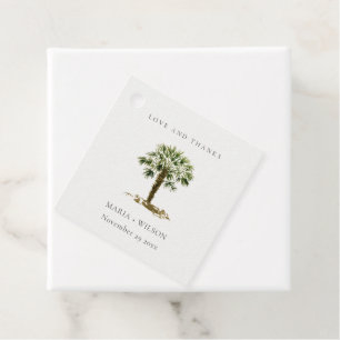 Étiquettes Cadeau Rustique Tropical Beach Palm Tree Mariage Merci