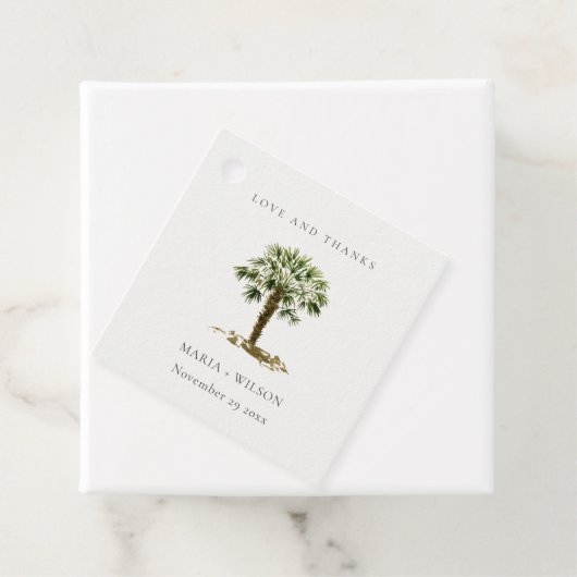 Étiquettes Cadeau Rustique Tropical Beach Palm Tree Mariage Merci (En situation)