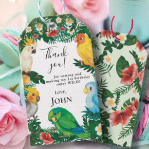 Étiquettes-cadeau Rustique Tropical bébé Parrots sauvages Garçons An