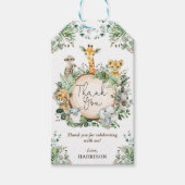 Étiquettes-cadeau Rustique verdure Safari Jungle Animaux Merci (Devant)