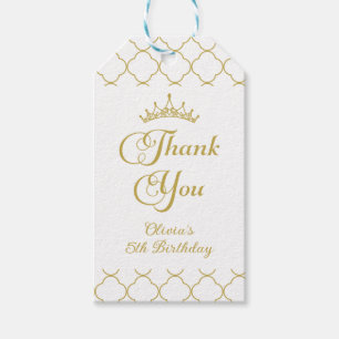 Étiquettes-cadeau Sa Royal Fively Gold Princess 5e anniversaire Favo