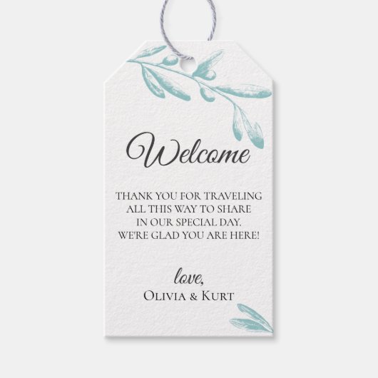 Étiquettes-cadeau Sac d'accueil Mariage à branches d'olivier en Muet (Devant)