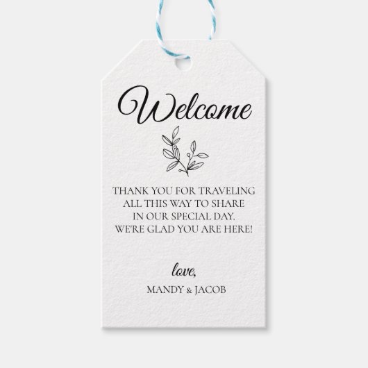 Étiquettes-cadeau Sac d'accueil Mariage botanique moderne (Devant)