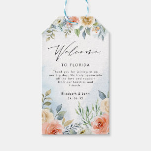 Étiquettes-cadeau Sac d'accueil Mariage de fleurs de crème d'aquarel