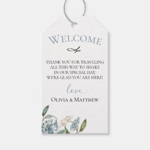 Étiquettes-cadeau Sac d'accueil Mariage de fleurs de prairie bleu fo