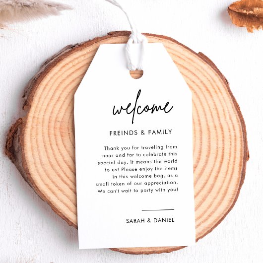 Étiquettes-cadeau Sac d'accueil minimaliste Mariage