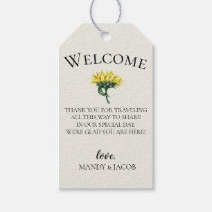 Étiquettes-cadeau Sac de bienvenue du Mariage de tournesol rustique