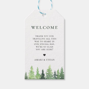 Étiquettes-cadeau Sac de bienvenue du Mariage des arbres forestiers