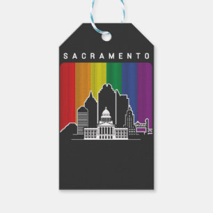 Étiquettes-cadeau Sacramento California Rainbow Flag LGBTQAI Pride