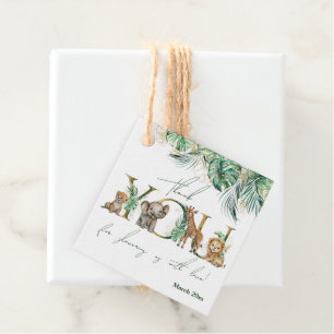 Étiquettes Cadeau Safari Animal Jungle Vert & Gold garçon Baby showe