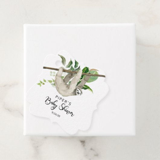 Étiquettes Cadeau Safari Animal Sloth Baby shower Merci (En situation)
