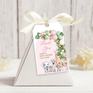 Étiquettes-cadeau Safari animal Tropical vert rose bébé fille douche