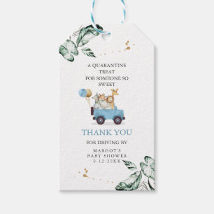 Étiquettes-cadeau Safari Animaux Conduite Par Baby shower Verdure Or