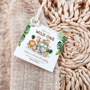 Étiquettes Cadeau Safari Animaux pour le 1er Anniversaire de Wild On