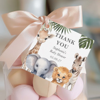 Étiquettes Cadeau Safari Animaux tropicaux Bébé Garçon Douche Favori