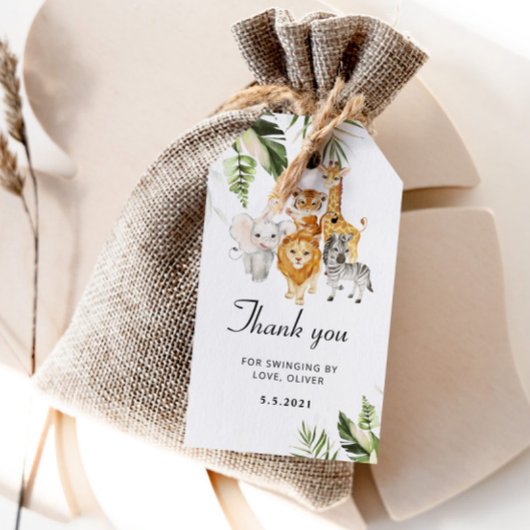 Étiquettes-cadeau Safari anniversaire merci tag