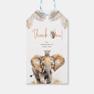 Étiquettes-cadeau Safari Elephant mignon Animaux Baby shower Merci