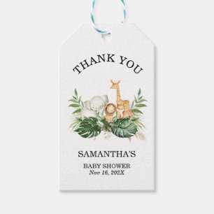 Étiquettes-cadeau Safari Green Foliage Un Baby shower neutre pour le