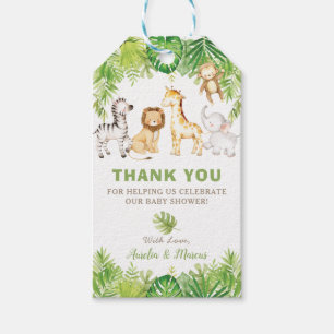 Étiquettes-cadeau Safari Jungle Animaux Baby shower Boy Green Forest