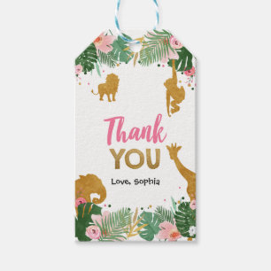 Étiquettes-cadeau Safari Merci Favor Tag Jungle Animaux Fille