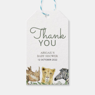 Étiquettes-cadeau Safari sauvage Animaux Baby shower Merci