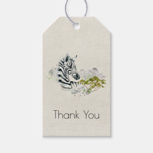 Étiquettes-cadeau Safari Zebra Wild Exotic Animal Merci (Devant)