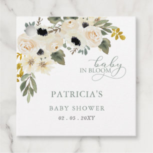 Étiquettes Cadeau Sage Baby in Bloom Ivory Floral Girl Baby shower