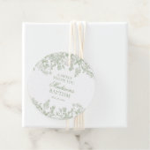 Étiquettes Cadeau Sage Chinoiserie Vintage Floral Baptism Cercle (En situation)