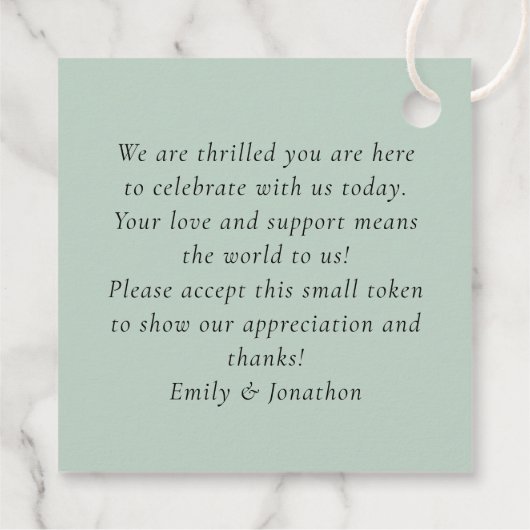 Étiquettes Cadeau Sage Eucalyptus Love Merci Script Names Mariage (Dos)