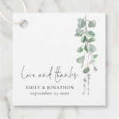 Étiquettes Cadeau Sage Eucalyptus Love Merci Script Names Mariage (Devant)