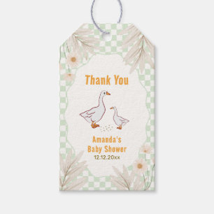 Étiquettes-cadeau Sage Gingham Daisy Bohème Fou Goose Baby Shower