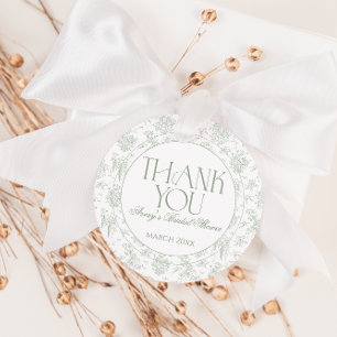 Étiquettes Cadeau Sage Gree Toile Floral Vintage Mariage
