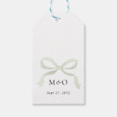 Étiquettes-cadeau Sage Green Bow Monogram Thank You Message Wedding (Devant)