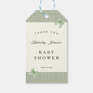 Étiquettes-cadeau Sage Green En vichy Baby shower Invitation et vach