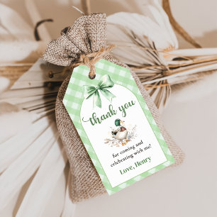 Étiquettes-cadeau Sage Green En vichy Lucky Duck Anniversaire Tags c