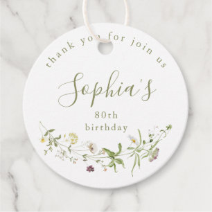 Étiquettes Cadeau Sage Green Fleur sauvage Russe Boho Anniversaire