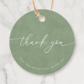 Étiquettes Cadeau Sage Green Moderne Calligraphie Mariage Merci (Devant)