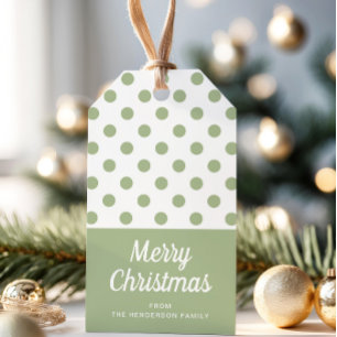 Étiquettes-cadeau Sage Green Pois Joyeux Noël