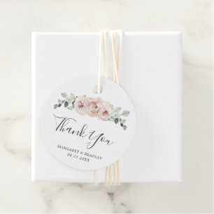 Étiquettes Cadeau Sage Greenery Rose Floral Dusty Rose Mariage