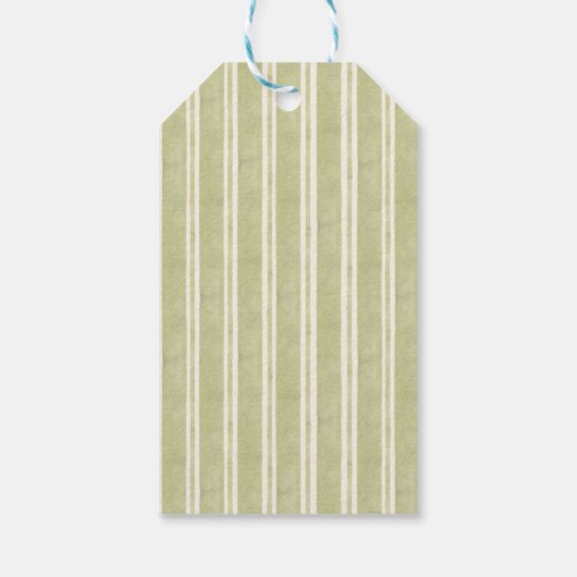 Étiquettes-cadeau Sage vert rayé rétro élégante douche nuptiale (Dos)