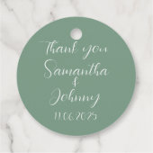 Étiquettes Cadeau Sage Vert Script Simple Élégant Mariage classique (Dos)